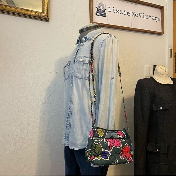 Vera Bradley little crossbody in Falling Flowers - Picture 2 of 14